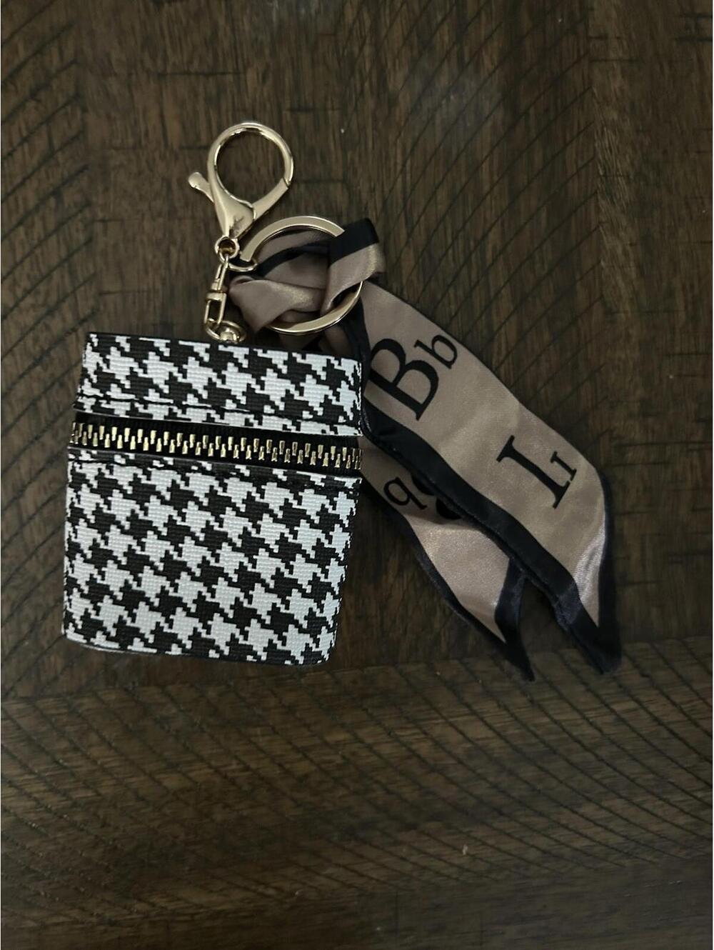 Mini Handbag keychain bag pendant Bag Charm White/Black houndstooth New Gift